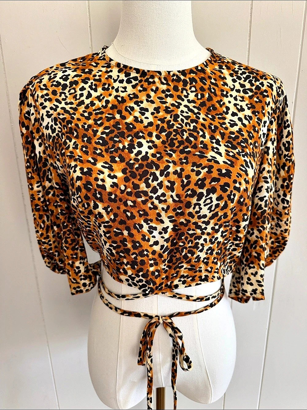 maje Leopard Print Blouse Small (1) Mob Wife Indie Sleaze Boho Chic - Picture 3 of 16